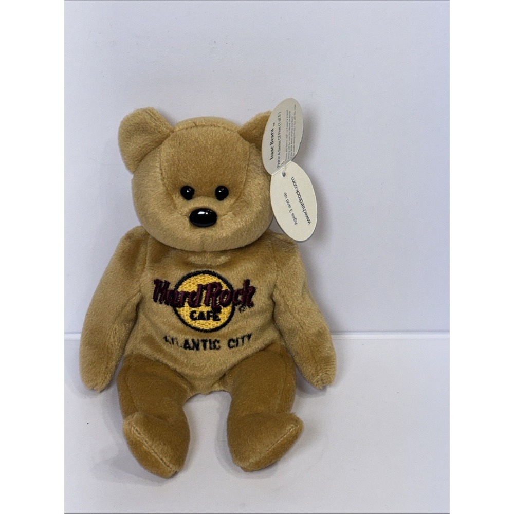 Hard Rock Cafe Atlantic City 8" Beanbag Teddy Bear Plush Isaac Beara With Tags